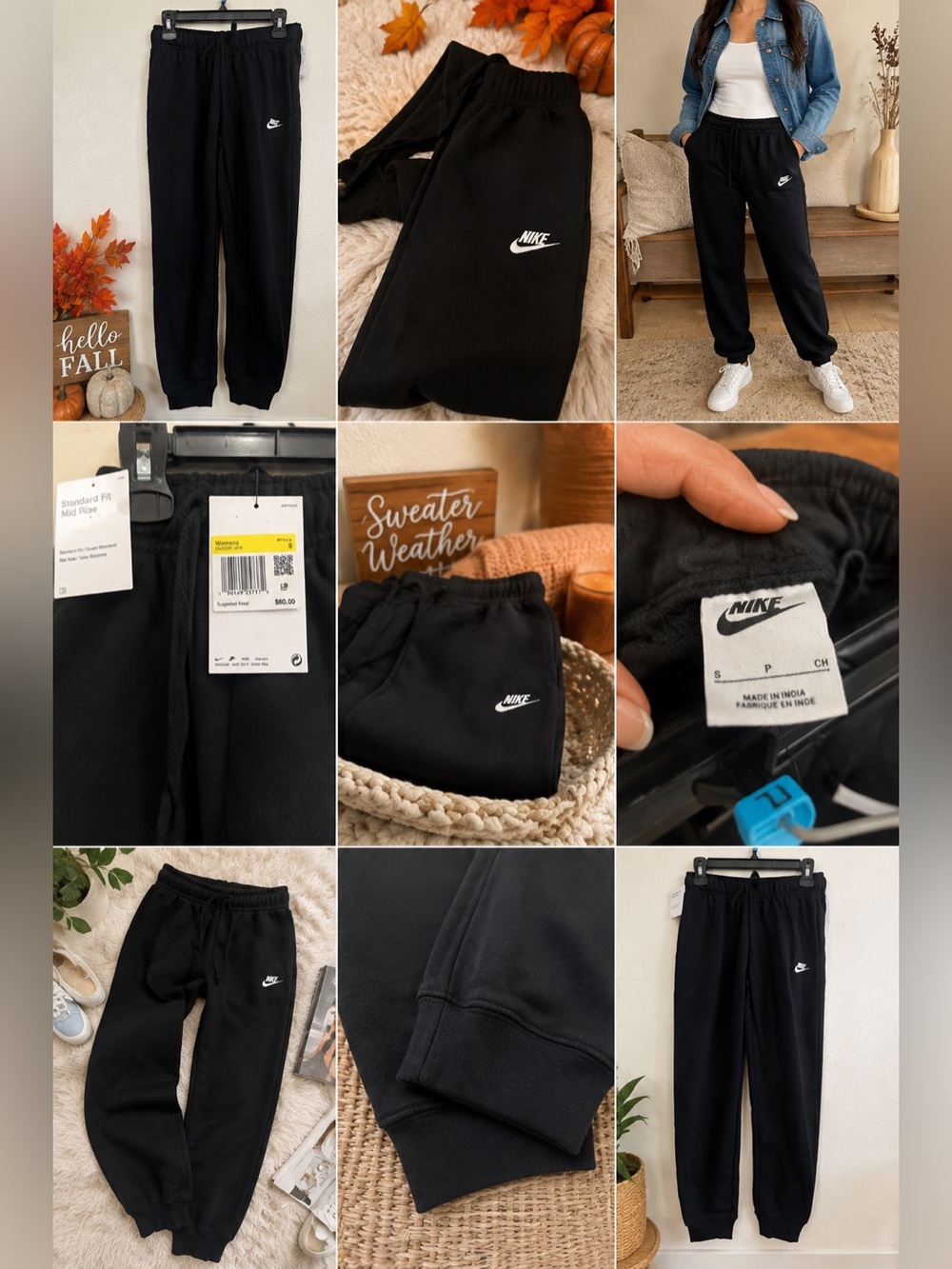 Women’s Standard Fit Mid-Rise Fleece Jogger Sweatpants Black Size Small NWT - Picture 5 of 5